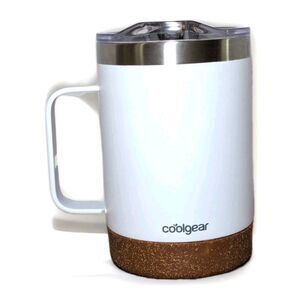 Cool Gear White Coffee Mug Slider Lid Stainless Steel Double Wall Insulation NEW